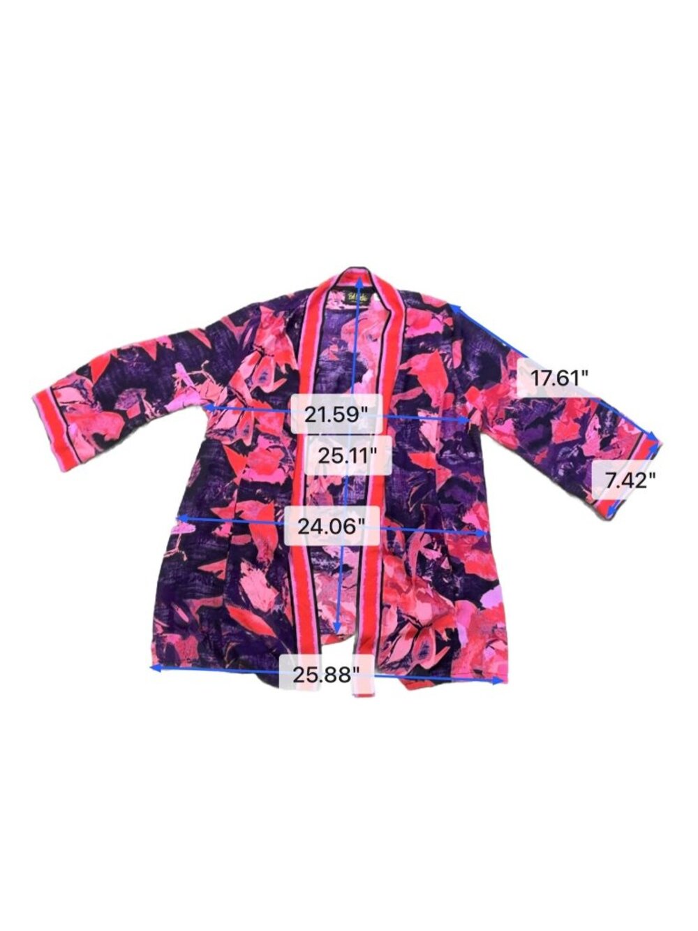 Bob Mackie Womens Multicolor Floral Kimono Jacket  Vibrant Pattern Size L image 7